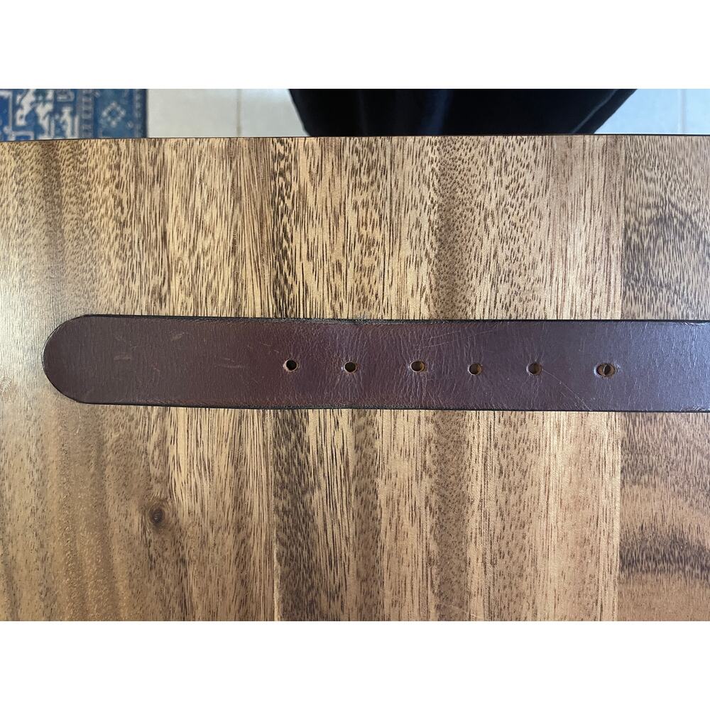 Brown Leather Belt Gold Buckle 1 3/4" x 37 Men's or Women's Casual Boho Western - Picture 3 of 3